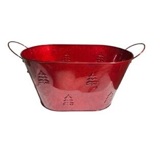 Red Metal Holiday Bucket